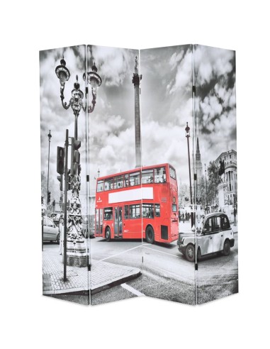 Raumteiler klappbar 160 x 170 cm London Bus Schwarz-Weiß