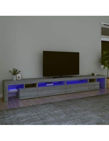 TV-Schrank mit LED-Leuchten Grau Sonoma 290x36,5x40 cm