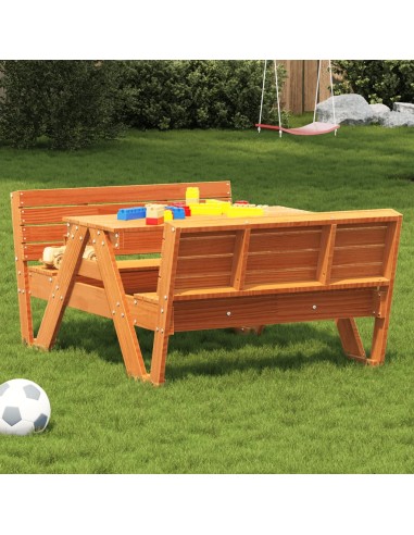 Picknicktisch für Kinder Wachsbraun 88x122x58 cm Massivholz