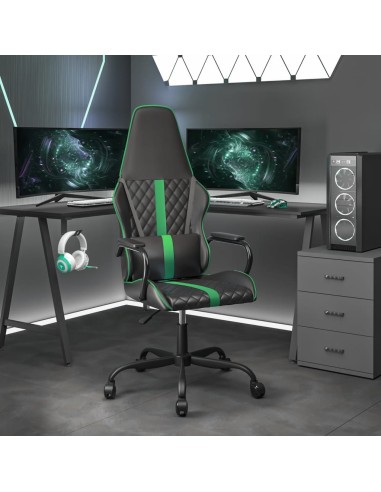 Gaming-Stuhl mit Massagefunktion Grün und Schwarz Kunstleder