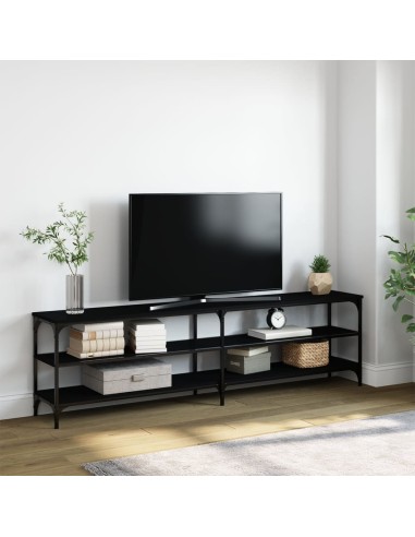 TV-Schrank Schwarz 180x30x50 cm Holzwerkstoff und Metall