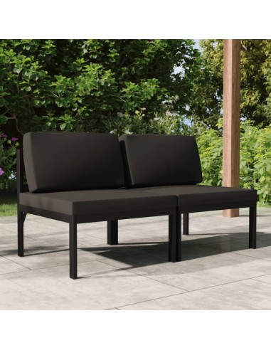 Gartensofa 2-Sitzer mit Kissen Aluminium Anthrazit