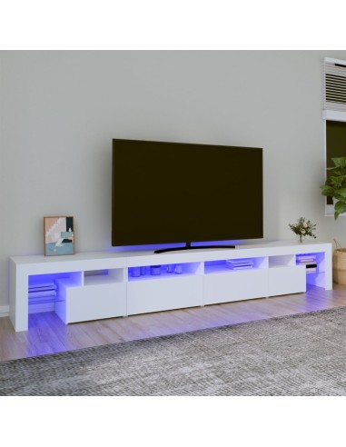 TV-Schrank mit LED-Leuchten Weiß 260x36,5x40 cm