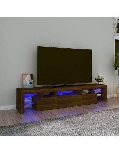 TV-Schrank mit LED-Leuchten Braun Eichen-Optik 200x36,5x40 cm