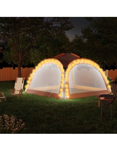 Partyzelt mit LED und 4 Seitenwänden 3,6x3,6x2,3 m Grau&Orange