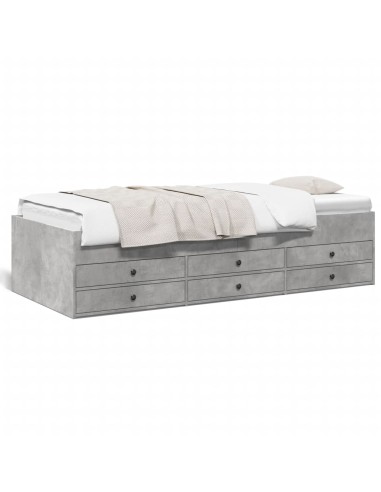 Tagesbett mit Schubladen Betongrau 90x190 cm Holzwerkstoff