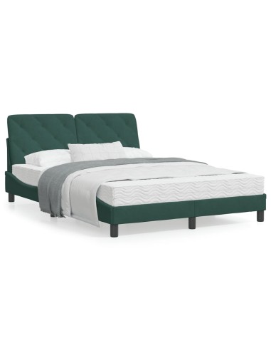 Bett mit Matratze Dunkelgrün 120x200 cm Samt