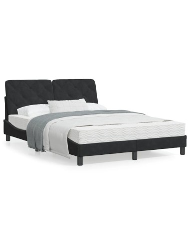 Bett mit Matratze Schwarz 140x190 cm Samt