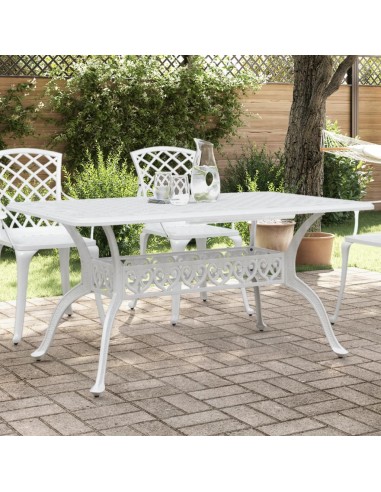 Gartentisch Weiß 150x90x72 cm Aluminiumguss