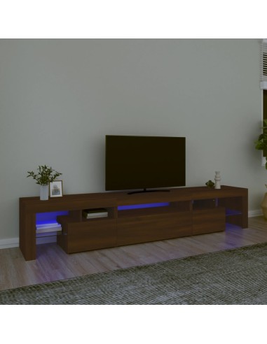 TV-Schrank mit LED-Leuchten Braun Eichen-Optik 215x36,5x40 cm