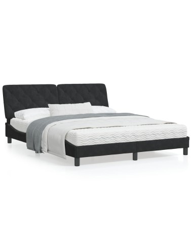 Bett mit Matratze Schwarz 160x200 cm Samt