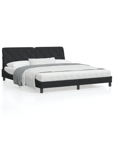 Bett mit Matratze Schwarz 180x200 cm Samt
