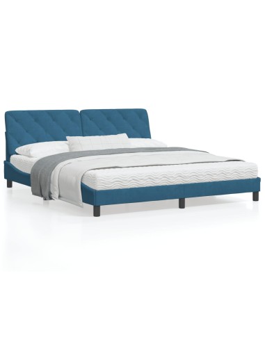 Bett mit Matratze Blau 180x200 cm Samt