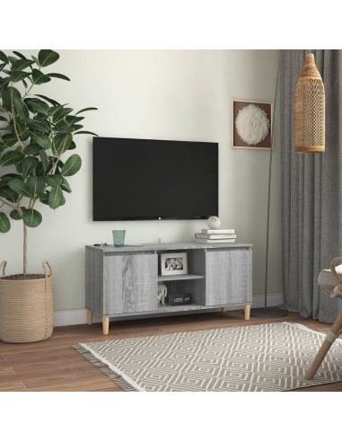 TV-Schrank mit Massivholz-Beinen Grau Sonoma 103,5x35x50 cm