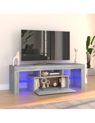 TV-Schrank mit LED-Leuchten Grau Sonoma 120x35x40 cm