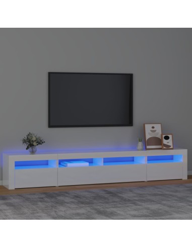 TV-Schrank mit LED-Leuchten Hochglanz-Weiß 240x35x40 cm