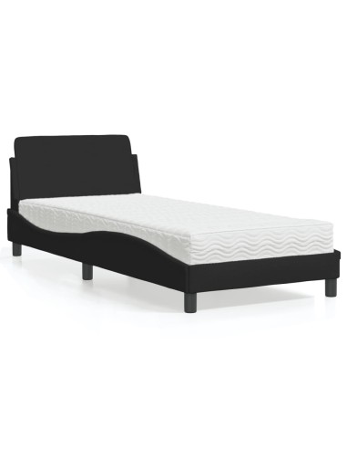 Bett mit Matratze Schwarz 80x200 cm Stoff