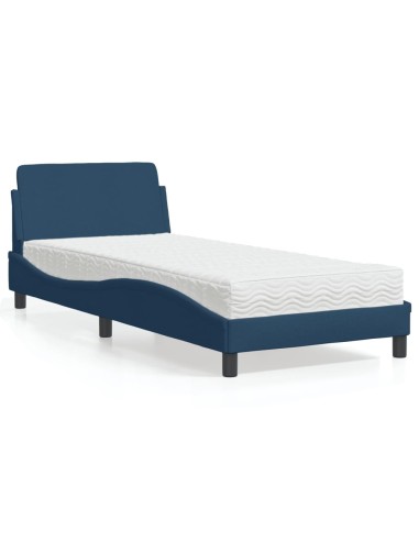 Bett mit Matratze Blau 90x200 cm Stoff