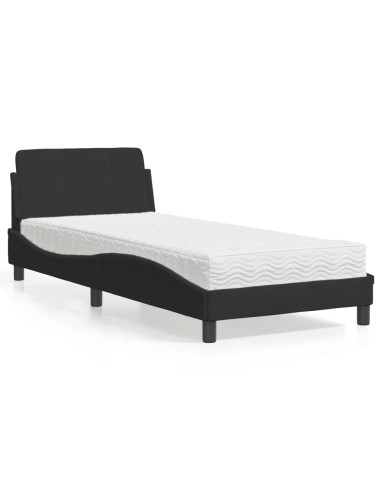 Bett mit Matratze Schwarz 80x200 cm Samt
