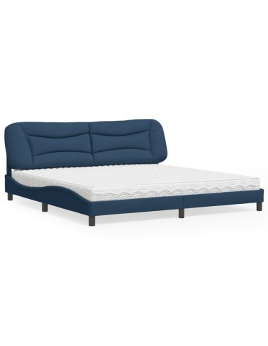 Bett mit Matratze Blau 200x200 cm Stoff