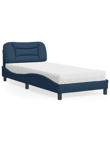 Bett mit Matratze Blau 90x190 cm Stoff