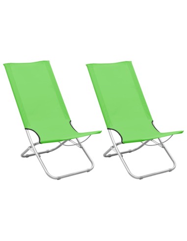 Klappbare Strandstühle 2 Stk. Grün Stoff