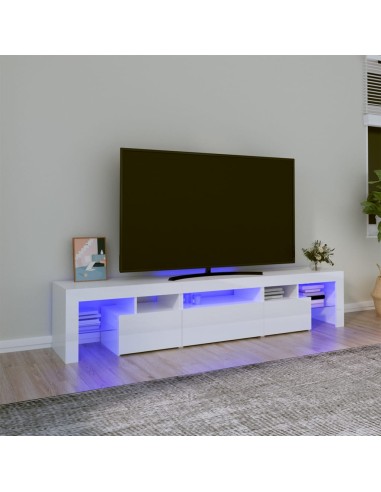TV-Schrank mit LED-Leuchten Hochglanz-Weiß 200x36,5x40 cm