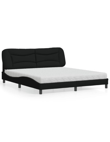 Bett mit Matratze Schwarz 180x200 cm Stoff