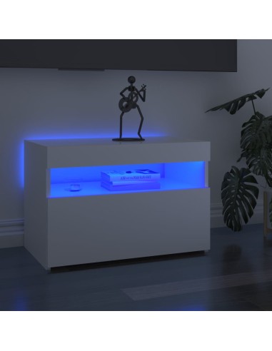 TV-Schrank mit LED-Leuchten Hochglanz-Weiß 60x35x40 cm