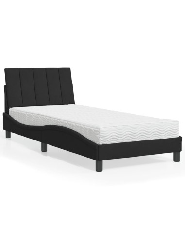 Bett mit Matratze Schwarz 90x190 cm Samt