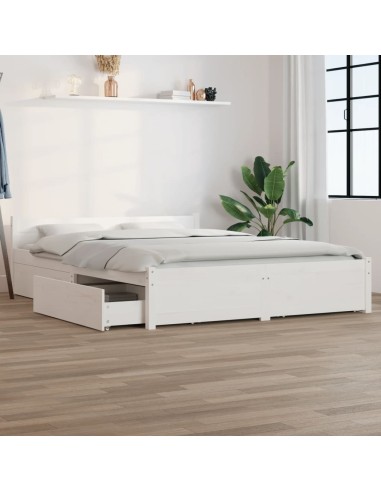 Bett mit Schubladen Weiß 140x190 cm