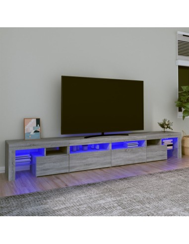 TV-Schrank mit LED-Leuchten Grau Sonoma 260x36,5x40 cm