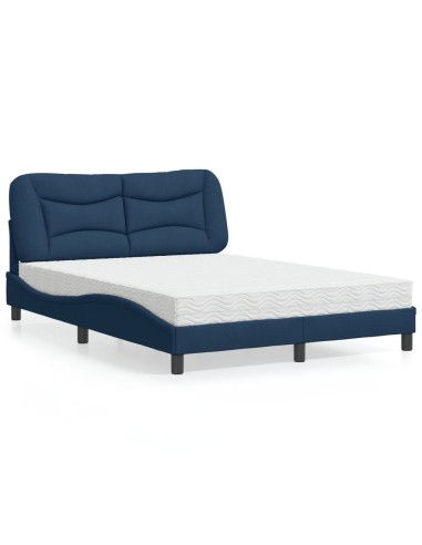 Bett mit Matratze Blau 140x200 cm Stoff