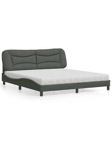 Bett mit Matratze Dunkelgrau 180x200 cm Stoff