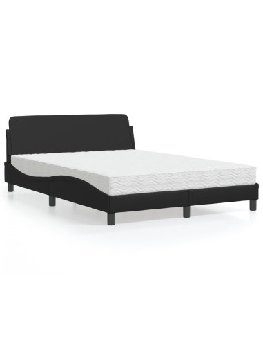Bett mit Matratze Schwarz 120x200 cm Kunstleder