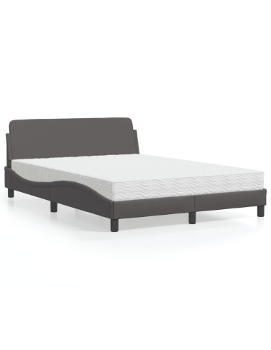 Bett mit Matratze Grau 120x200 cm Kunstleder