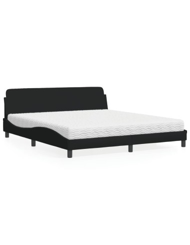 Bett mit Matratze Schwarz 180x200 cm Stoff