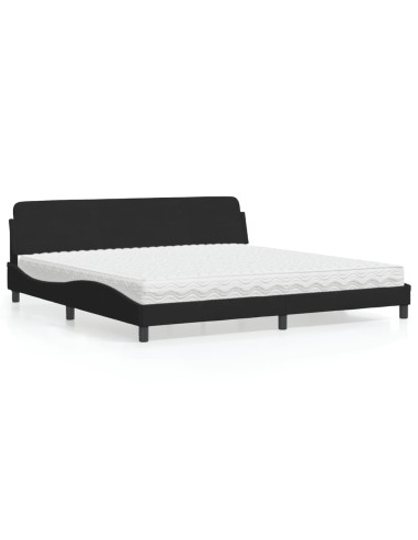 Bett mit Matratze Schwarz 200x200 cm Samt
