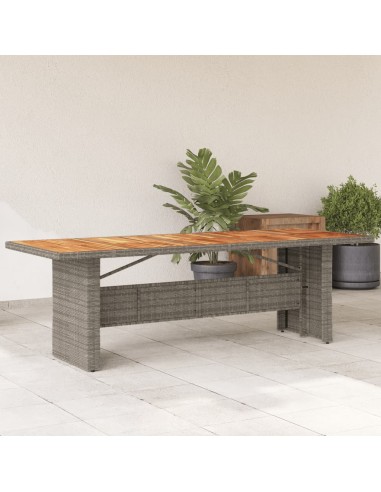 Gartentisch mit Akazienholz-Platte Grau 240x90x75cm Poly Rattan