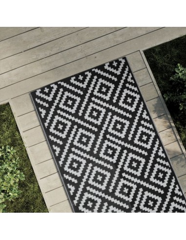 Outdoor-Teppich Weiß und Schwarz 80x250 cm PP