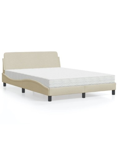 Bett mit Matratze Creme 140x200 cm Stoff