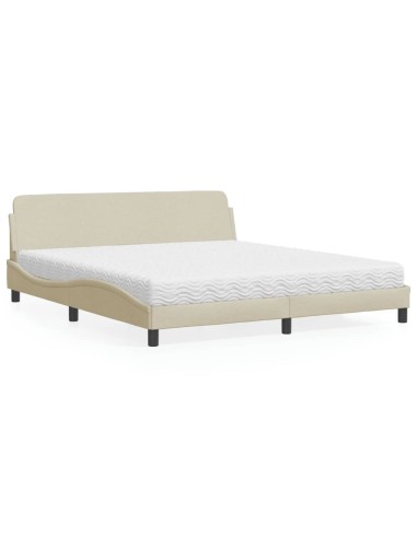 Bett mit Matratze Creme 180x200 cm Stoff