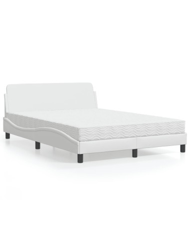 Bett mit Matratze Weiß 140x200 cm Kunstleder