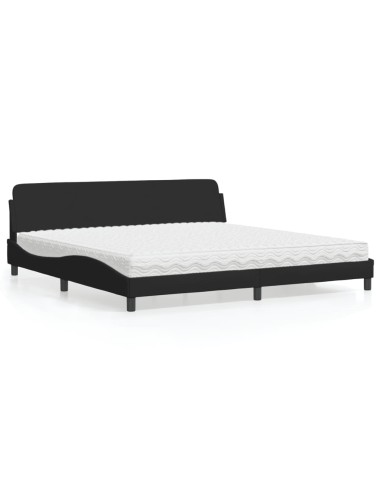 Bett mit Matratze Schwarz 200x200 cm Stoff