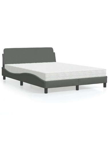 Bett mit Matratze Dunkelgrau 140x200 cm Stoff