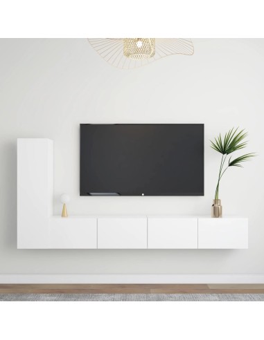 3-tlg. TV-Schrank-Set Weiß Holzwerkstoff
