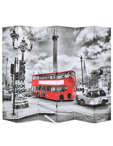 Raumteiler klappbar 228 x 170 cm London Bus Schwarz-Weiß