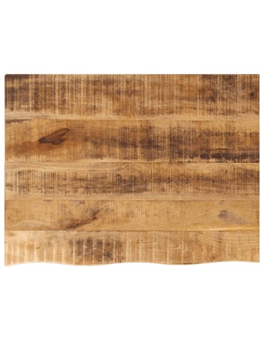Tischplatte 80x60x2,5 cm Baumkante Massivholz Raues Mangoholz