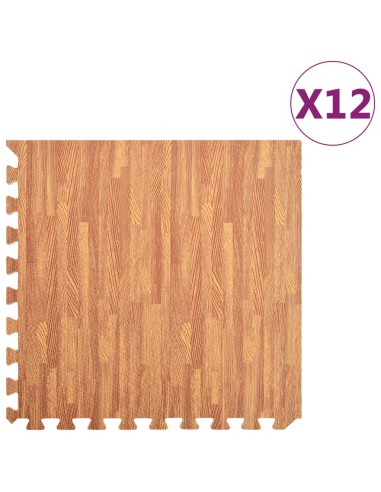 Bodenmatten 12 Stk. Holzmaserung 4,32 m² EVA-Schaumstoff