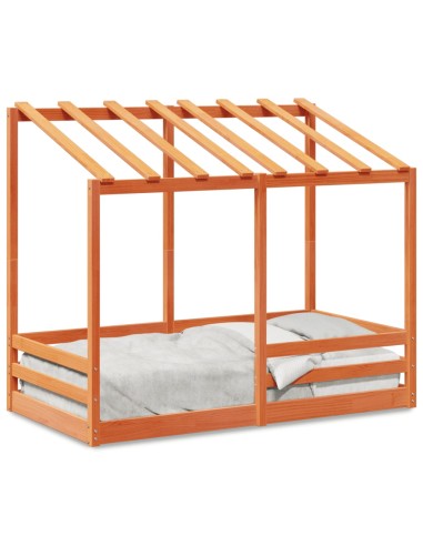 Kinderbett mit Dach Wachsbraun 80x160 cm Massivholz Kiefer